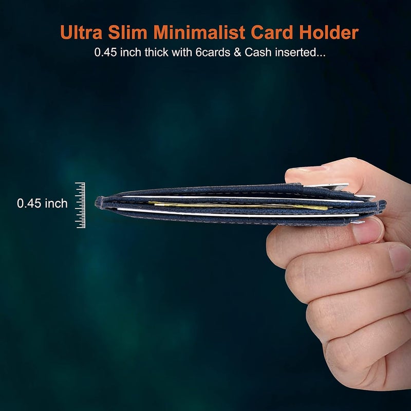 URBANFOREST حامل بطاقات جلد أزرق كريس للرجال - Image 4