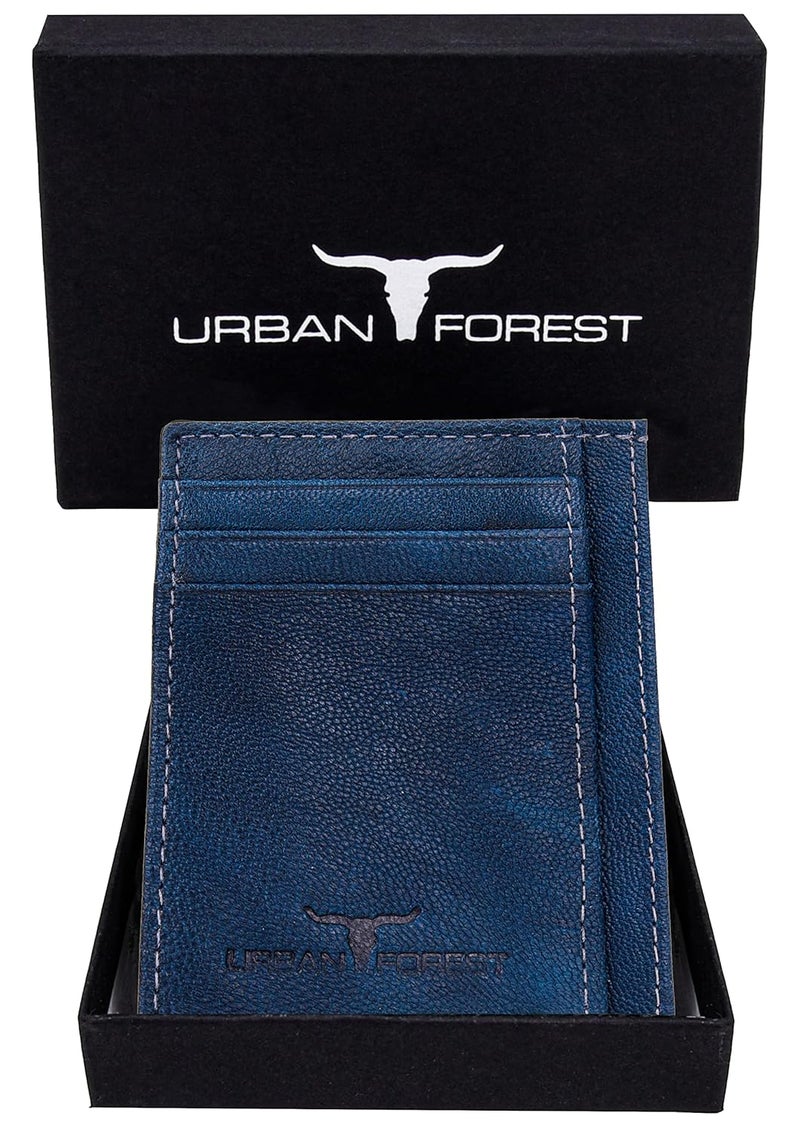 URBANFOREST حامل بطاقات جلد أزرق كريس للرجال - Image 2