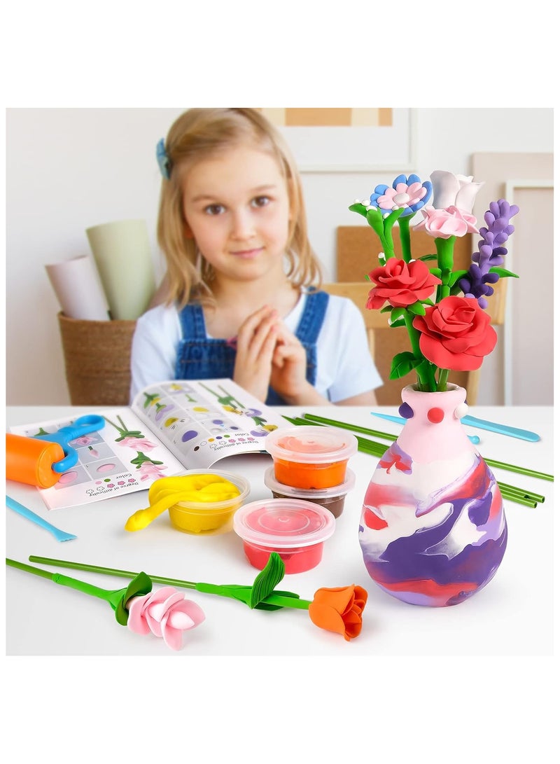 NNEWVANTE Flower Craft Kit for Kids, Make Your Own Flower Bouquet with Air Dry Clay, Arrange Clay Flowers & Create Personalized Art, Great Gifts for Girls - Image 3