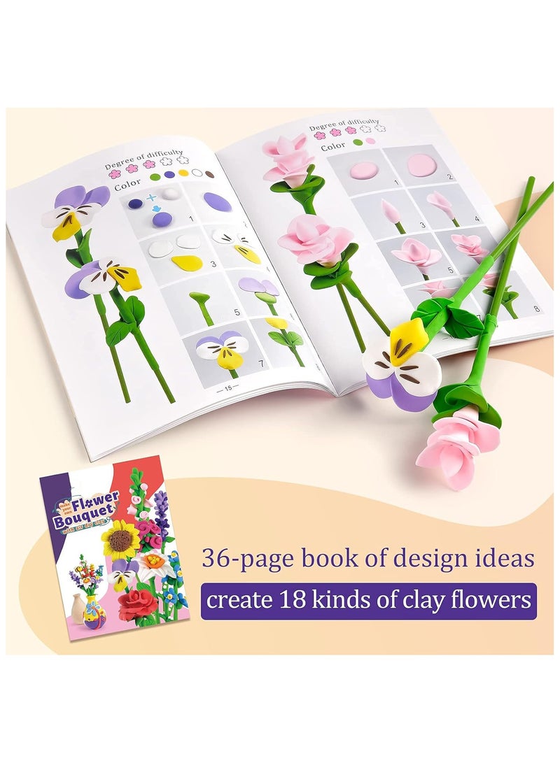 NNEWVANTE Flower Craft Kit for Kids, Make Your Own Flower Bouquet with Air Dry Clay, Arrange Clay Flowers & Create Personalized Art, Great Gifts for Girls - Image 4