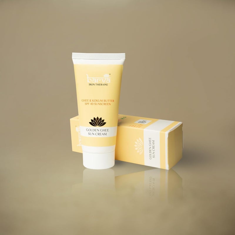 Barva Golden Ghee Sun Cream SPF 40 Sunscreen Enriched with Ghee Kokum Butter Aloe Vera 50ml All - Image 3