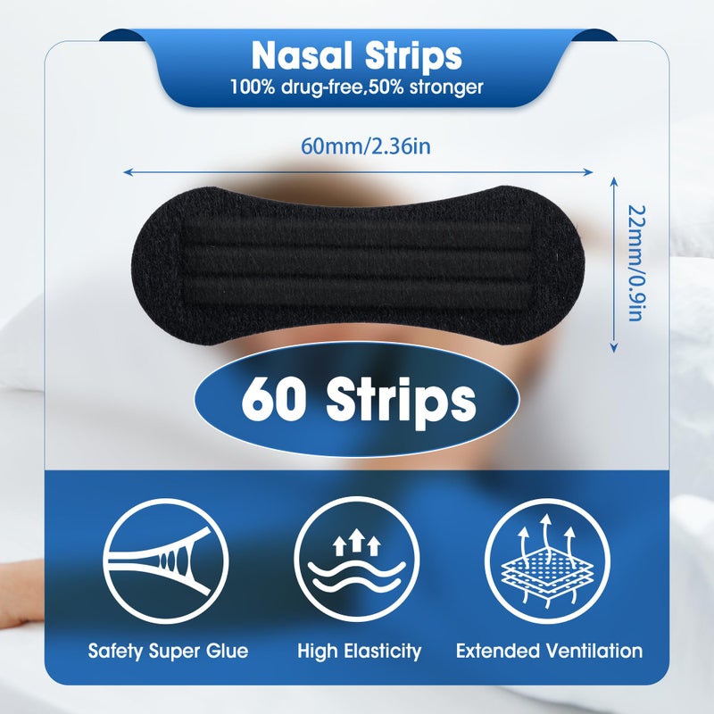 ETTSNU Nasal Strips for Snoring (60 ct),Extra Breathing Nose Strips,Reduce Snoring Aids for Men & Women,Oil & Sweat Proof,Help Improves Sleep and Sports,Universal Fit - Image 3
