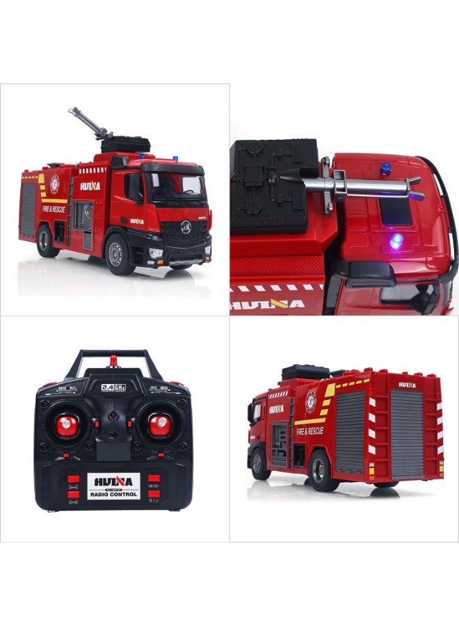 HuiNa 1/14 Scale 22CH RC Fire Truck with Water Spray Hose, Lights & Sound, CY1562 RTR, Red - Image 4