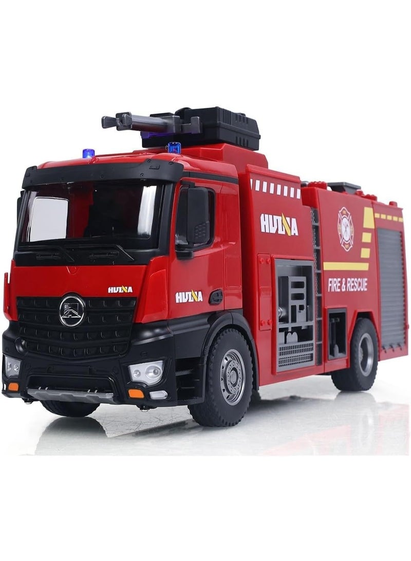 HuiNa 1/14 Scale 22CH RC Fire Truck with Water Spray Hose, Lights & Sound, CY1562 RTR, Red - Image 1