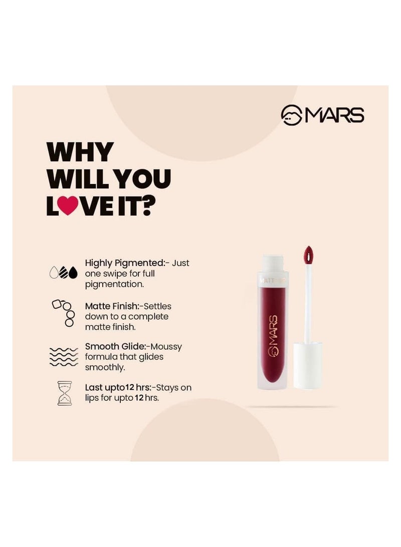 MARS Matte Liquid Lip Color Long Lasting Non Transfer Waterproof Lipstick for Women (01-Spice Brown) - Image 3