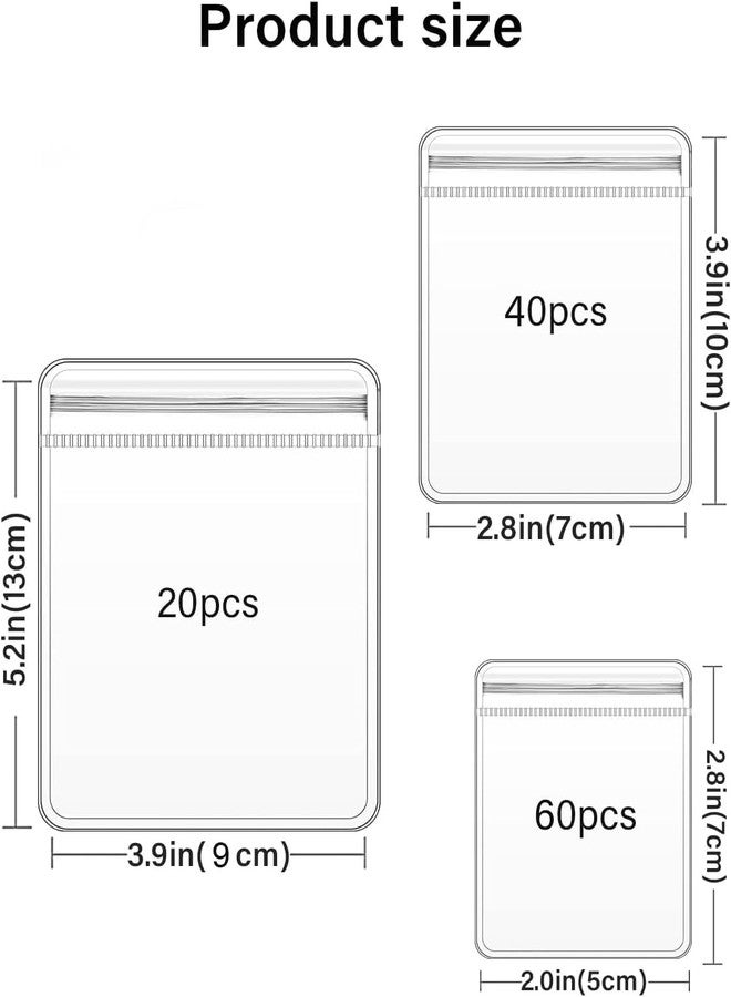 ليتغو LETGO 120 قطعة من أكياس المجوهرات البلاستيكية الشفافة من 3 أحجام، أكياس بلاستيكية شفافة للمجوهرات للخواتم والأقراط وحقيبة تخزين مقاومة للتشويه وأكياس بسحاب لحفظ المجوهرات (شفافة، 3 أحجام مختلطة) - Image 3