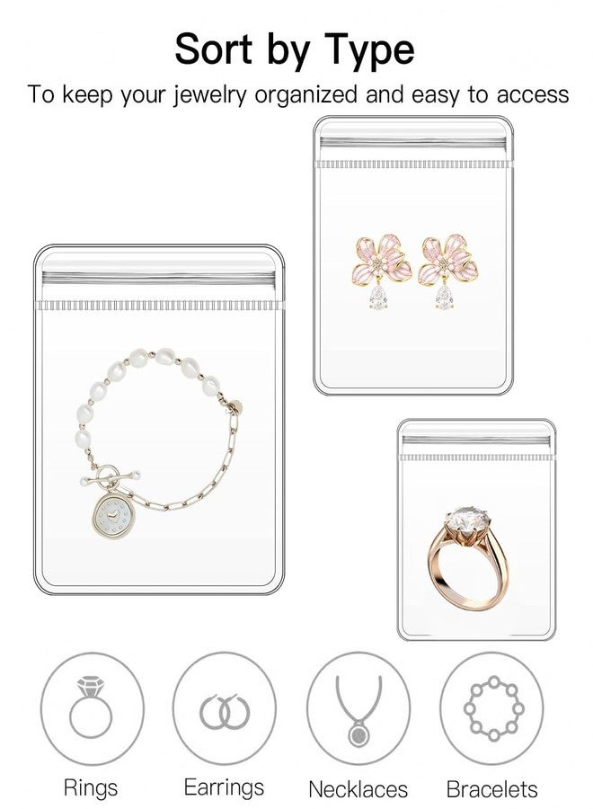 ليتغو LETGO 120 قطعة من أكياس المجوهرات البلاستيكية الشفافة من 3 أحجام، أكياس بلاستيكية شفافة للمجوهرات للخواتم والأقراط وحقيبة تخزين مقاومة للتشويه وأكياس بسحاب لحفظ المجوهرات (شفافة، 3 أحجام مختلطة) - Image 2