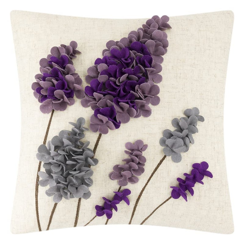 JWH Stereo Flower Throw Pillow Covers Decorative Lavender Accent Pillow Cases Aesthetic Beige Cushion for Couch Bed Home Sofa Living Room Decor 18x18 Inches Purple Gray