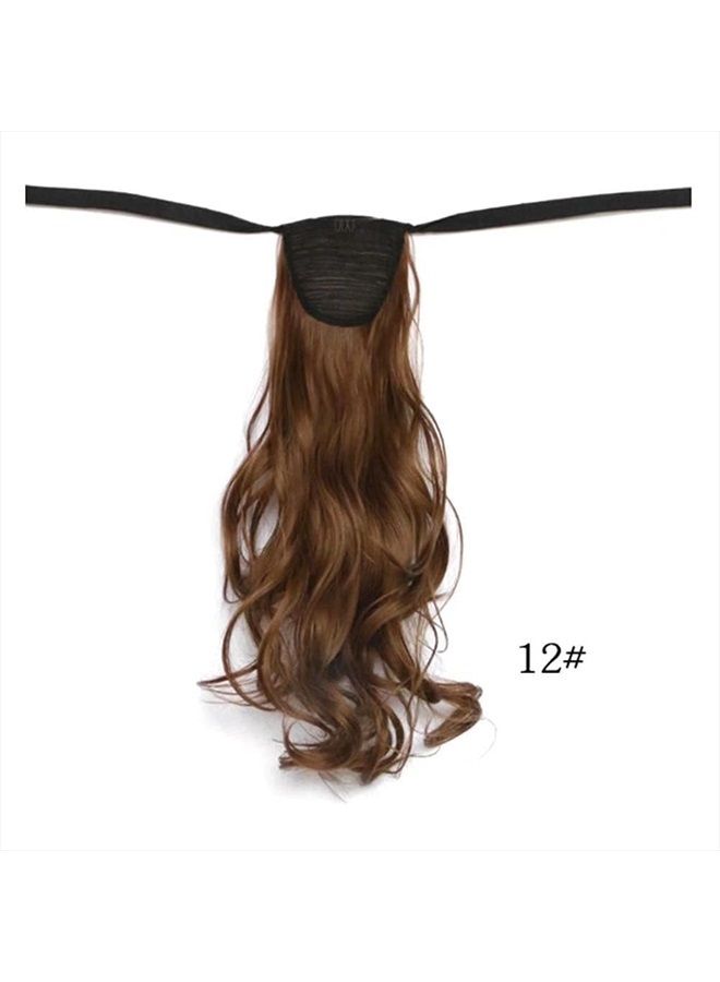 iLUU Observe Hair Color Outdoor! iLUU #12 Golden Brown Ponytail Extension 20" 90g Wavy Curly Tie Up Ponytail Clip in Hair Extensions Hairpiece Binding Extension Natural Synthetic Fibre Hair for Girl - Image 5