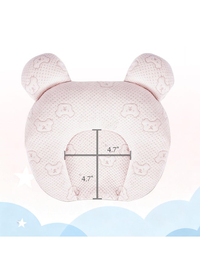 ZERIFAM Baby Head Shaping Pillow, Flat Head Prevention Memory Foam Cushion, Ergonomic Infant Support Pillow with Soft Breathable Organic Cotton Cover, Adjustable Cute Cartoon Bear Pillow. - Image 4