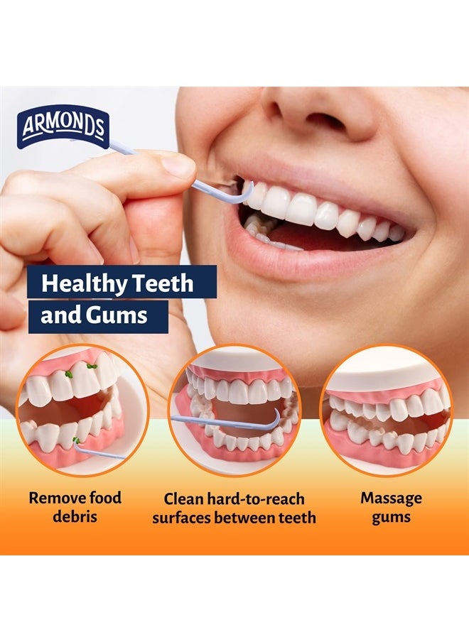 Armonds - ProPicks Advanced Dental Picks for Teeth Cleaning - Disposable Plastic Toothpicks for Teeth & Gums - Clean & Reach Behind Teeth & Massages Gums - Fresh Mint Flavor - 24x80 Toothpicks - Image 1