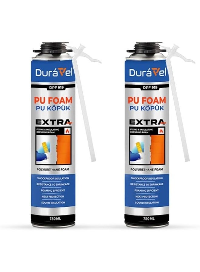 Duravel PU Foam Sealant, Extra Strength Polyurethane Foam, Professional Grade,Filling & Insulation,750ml (Pack Of 2) - Image 1