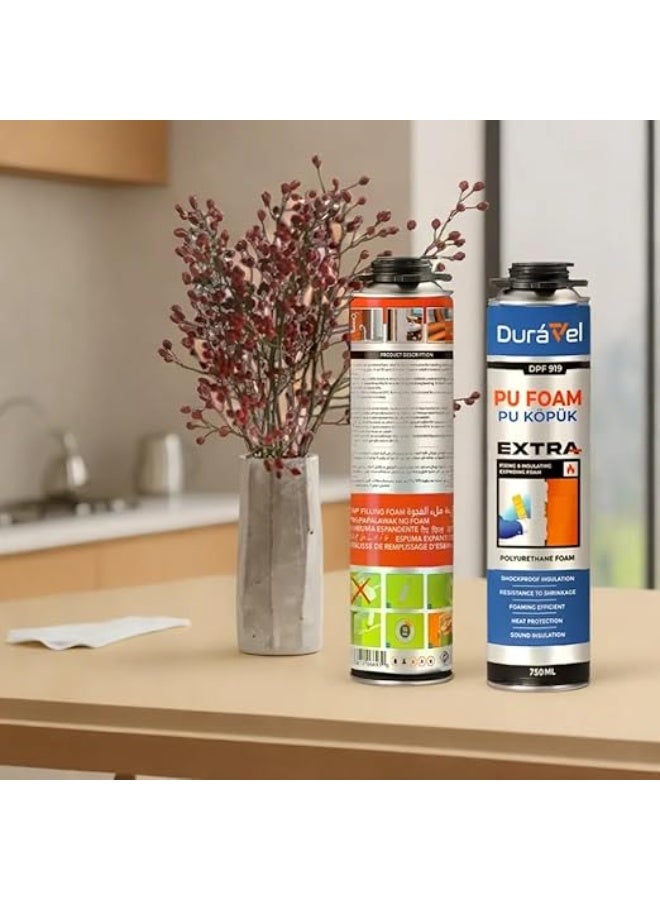 Duravel PU Foam Sealant, Extra Strength Polyurethane Foam, Professional Grade,Filling & Insulation,750ml (Pack Of 2) - Image 2