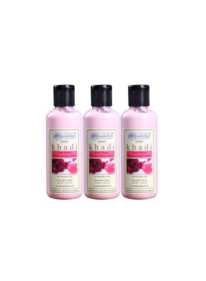 KHADI RISHIKESH Herbal Rose Honey Moisturizing Lotion Combo Set Pack Of - 210ml X 3 (630ml) - Image 1
