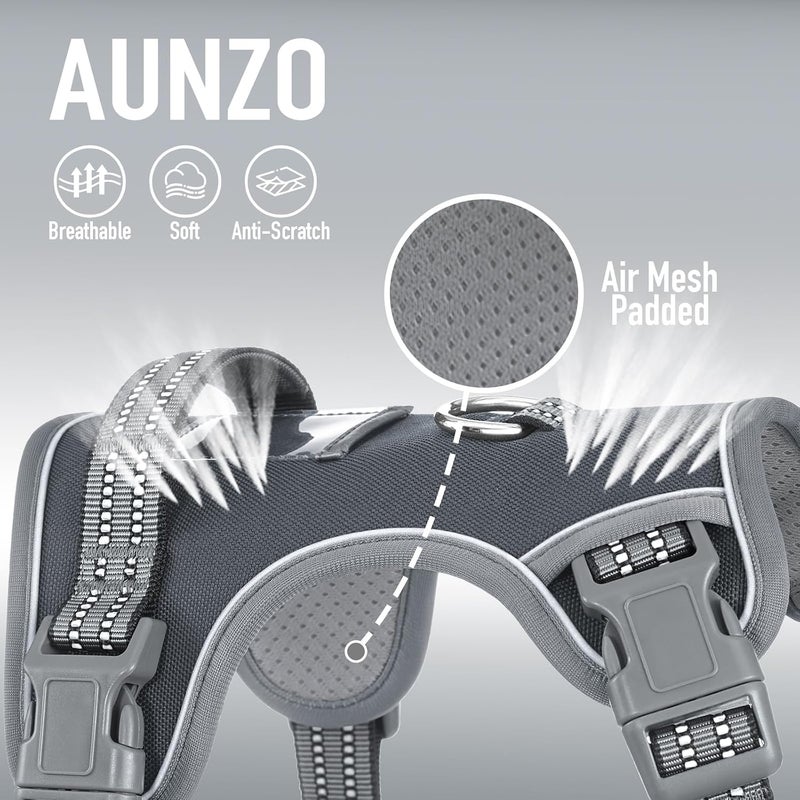 AUNZO No-Pull Adjustable Dog Harness for Small Dogs,Easy Control with Handle, Havanese Chihuahua Puggle, Inescapable, Ez Walking, Safe Reflective Strips, No Rub,No Choke, Gray, S - Image 2