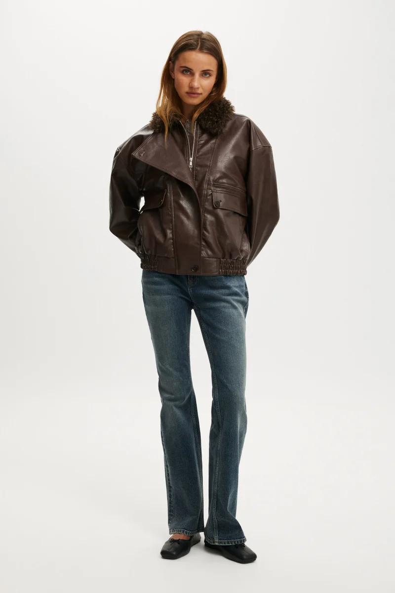 DARCY FAUX LEATHER BOMBER