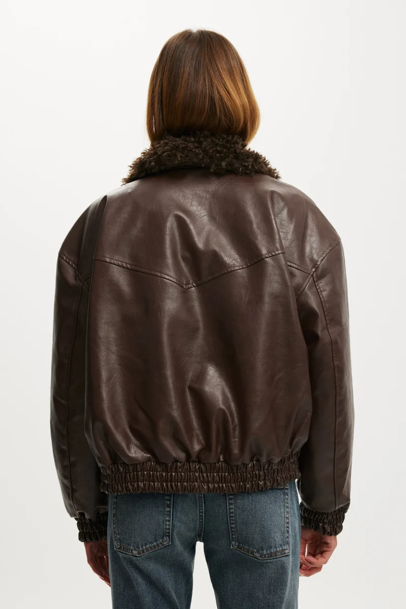 Cotton On  DARCY FAUX LEATHER BOMBER for Women | Best Price UAE