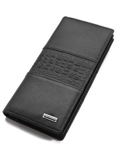 NIBEMINENT Leather Wallet Purse With Crocodile Pattern On The Top Black  - Image 1