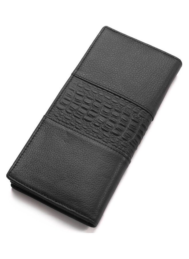 NIBEMINENT Leather Wallet Purse With Crocodile Pattern On The Top Black  - Image 2