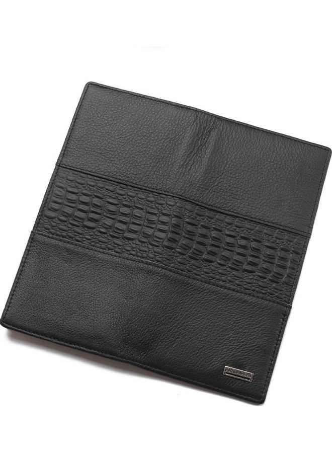 NIBEMINENT Leather Wallet Purse With Crocodile Pattern On The Top Black  - Image 3
