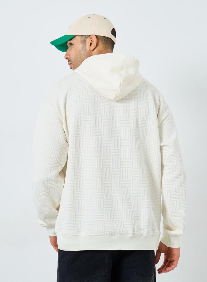 Styli Cream Geo Textured Oversized Hoodie - Image 5