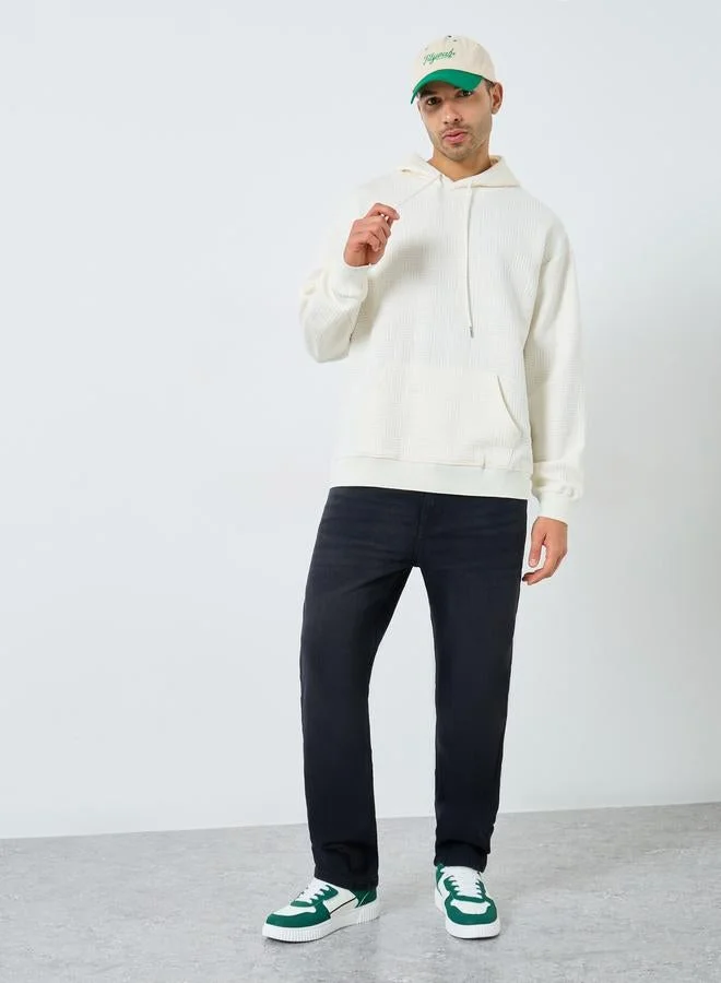 Styli Styli Cream Geo Textured Oversized Hoodie