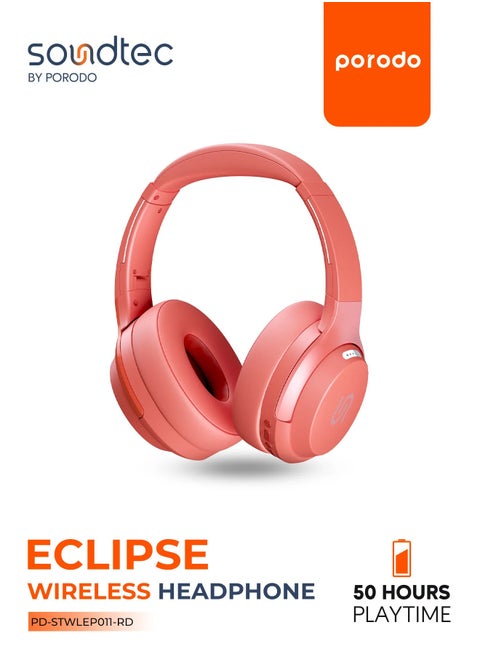 Soundtec Eclipse Wireless Over-Ear Headphone / 40mm Speaker Spec / 50 Hours Playtime / Multi-Function Buttons - Red