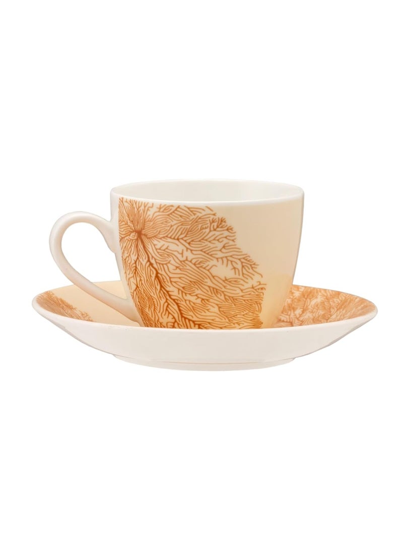JCPL Fine Ceramic Printed Cup Saucer Set of 12 6 Cups 6 Saucers 180 ml Each Vanilla V414 - Image 3