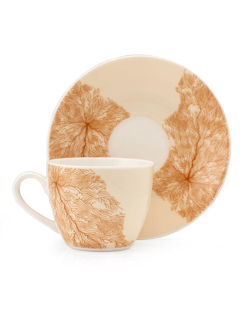 JCPL Fine Ceramic Printed Cup Saucer Set of 12 6 Cups 6 Saucers 180 ml Each Vanilla V414 - Image 2
