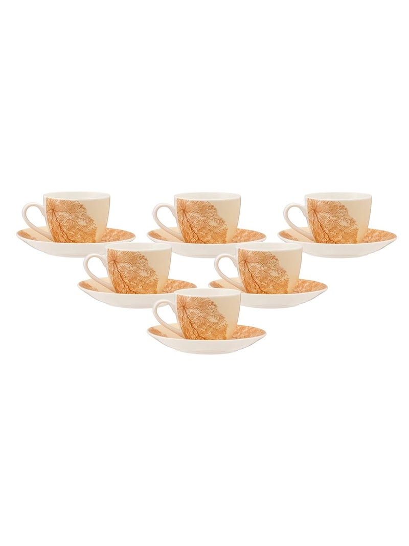 JCPL Fine Ceramic Printed Cup Saucer Set of 12 6 Cups 6 Saucers 180 ml Each Vanilla V414 - Image 4