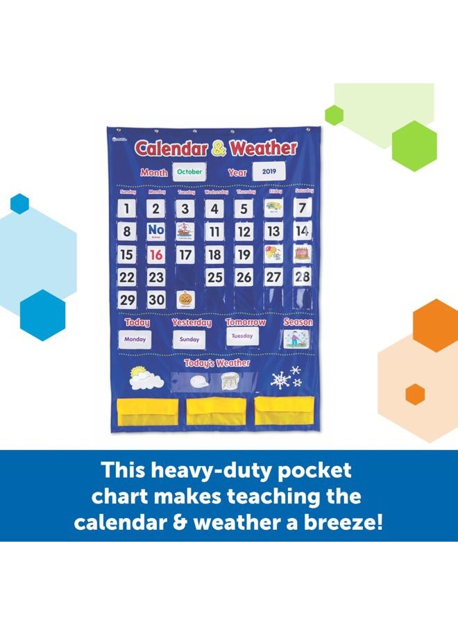Learning Resources Calendar & Weather Pocket Chart, Calendar for Kids, Classroom Supplies, Homeschool, Set of 136, Ages 3+ - Image 2
