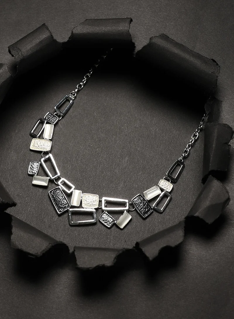 SOHI Black & Dented Geometrical Artificial Necklace Jewellery