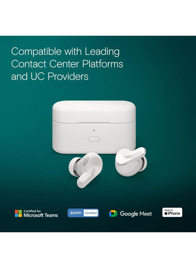 EPOS Adapt E1 White Wireless In-Ear Headphones - Hybrid ANC, Multi-Point Bluetooth, Microsoft Teams & For iPhone Certified, 50H Battery, Wireless Charging, Semi-Open, USB C Dongle IPX5 Waterproof - Image 4
