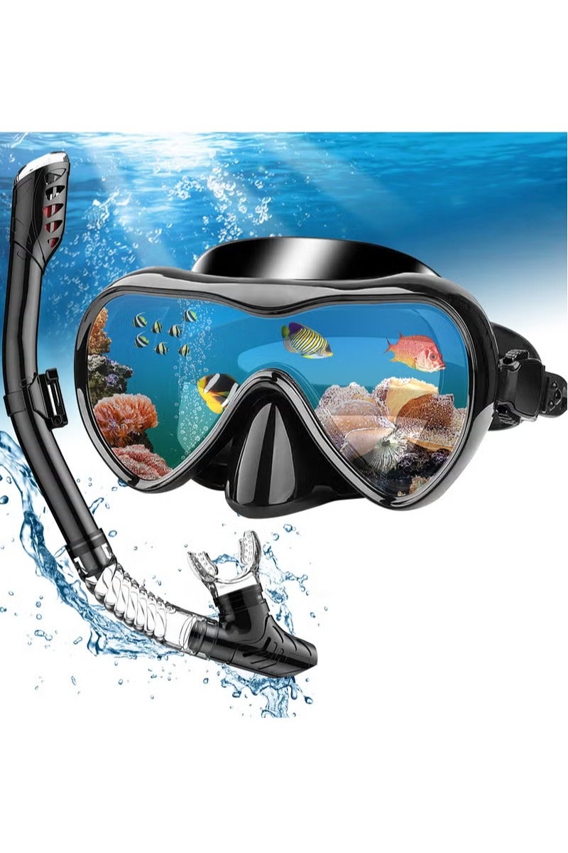 WALALLA Snorkeling Mask with Latest Dry Top Breathing System,Fold 180°Panoramic Diving Snorkeling Goggles Tempered Glass Anti-Fog Anti-Leak Snorkeling Gear for Adults and Youth - Image 1
