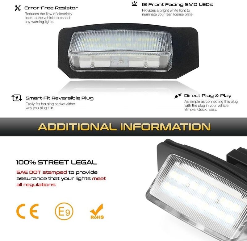 Vuzmode 2Pcs LED License Plate Light for Mitsubishi - Image 5