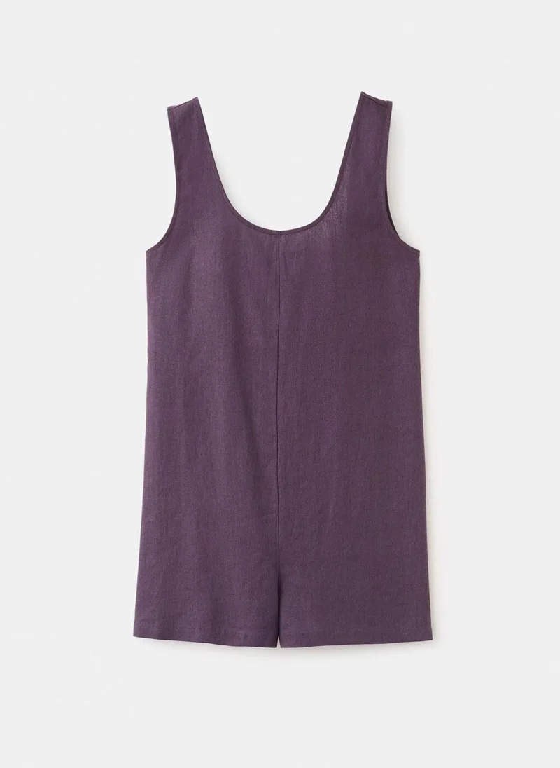 Mango 65-MORADO Open-Back Linen Romper for Women | Best Price UAE