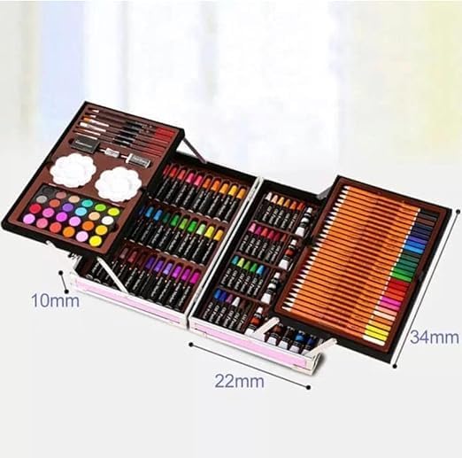 D J ENTERPRISE 145Pcs Professional Art Set- Drawing Painting Sketching Colouring Set- All in 1 Art Set Includes Oil Pastels, Colour Pencils & Pens, Water Colours Unicorn Design Aluminium Case - Image 4