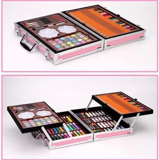 D J ENTERPRISE 145Pcs Professional Art Set- Drawing Painting Sketching Colouring Set- All in 1 Art Set Includes Oil Pastels, Colour Pencils & Pens, Water Colours Unicorn Design Aluminium Case - Image 2