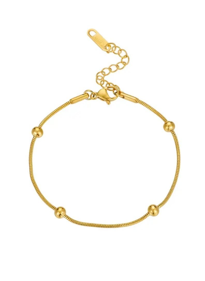 Luxuria 316L Stainless Steel Anklet 18K Gold Plated Simple Snake Bead Chain Hip Hop Punk Fashion Luxury Jewelry for Women Gift  - Image 1