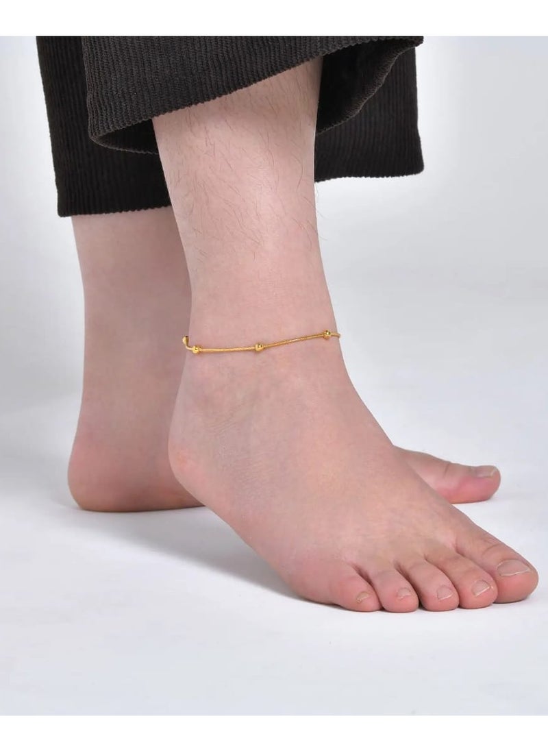 Luxuria 316L Stainless Steel Anklet 18K Gold Plated Simple Snake Bead Chain Hip Hop Punk Fashion Luxury Jewelry for Women Gift  - Image 2