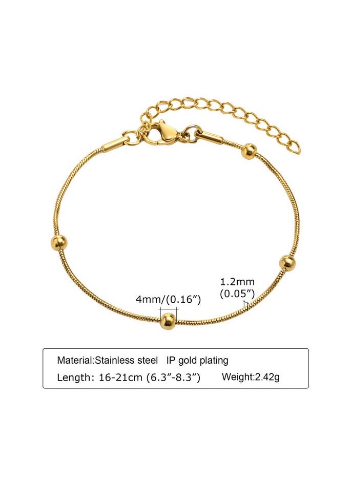 Luxuria 316L Stainless Steel Anklet 18K Gold Plated Simple Snake Bead Chain Hip Hop Punk Fashion Luxury Jewelry for Women Gift  - Image 4