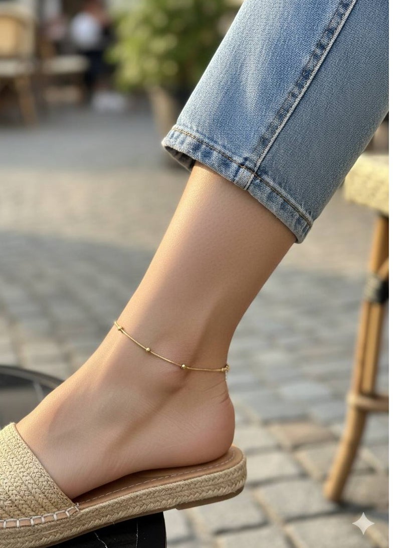 لاكجيريا خلخال ستانلس ستيل 316L مطلي بالذهب عيار 18 قيراط سلسلة خرز ثعبان بسيطة هيب هوب بانك مجوهرات عصرية فاخرة للنساء هدية - Image 1