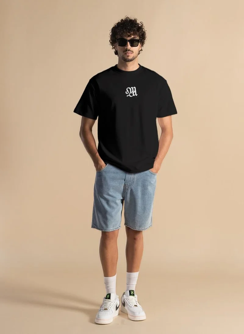 SHAPES Black DETAILED EMBROIDERED T-SHIRT for Men | Best Price UAE