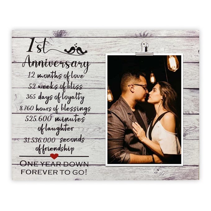 1st Anniversary Picture Clip Frame 984 x 787 inches Grey Rustic Style MDF Wood Frame Perfect for Couples 1st