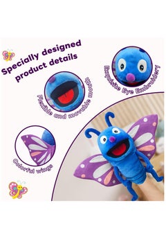 Excefore hand puppets butterfly puppet animal puppets 13",puppets for kids Insect animal puppets for toddlers 1-3 hand puppets for kids, butterfly gifts hand puppets for kids age 4-8 8-10 Role Play  - Image 3