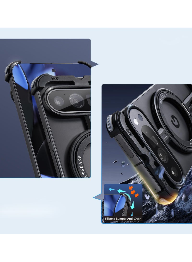 general For Google Pixel 9 / Pixel 9 Pro Case, Magnetic Mobile Phone Case with 360° Rotating Magnetic Stand, High Metal Aluminium Frameless Shockproof Protective Case for Google Pixel 9 Pro Case - Image 2