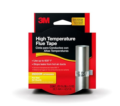 3M High Temperature Flue Tape, High Heat Sealing Tape up to 600 degrees, 15-Foot Roll - Image 1