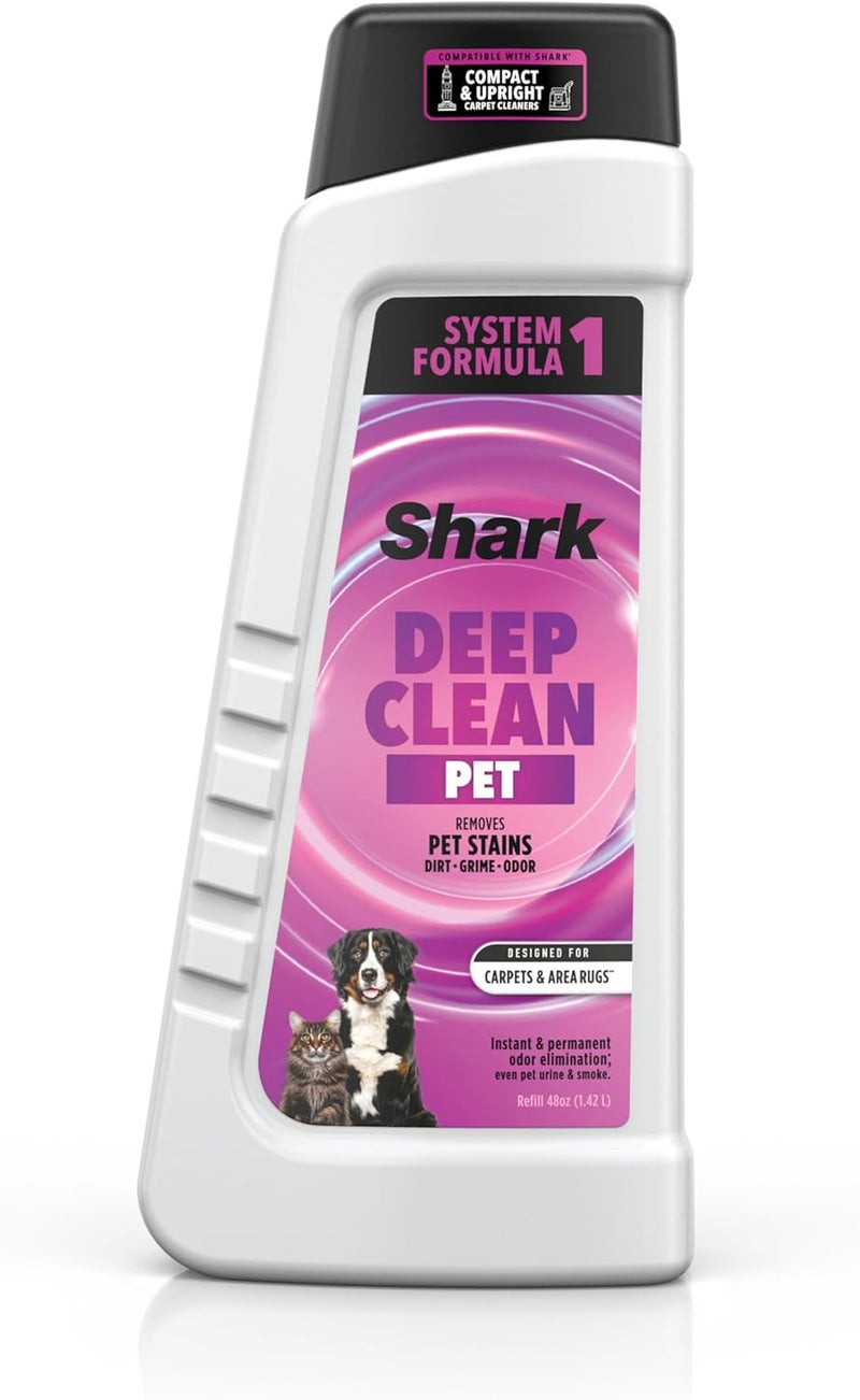 Shark Deep Clean Pet Formula for All Shark Upright and Portable Carpet Cleaners, Formulated for All Carpets, Upholstery & Area Rugs, Tackles Tough Pet Messes and Odors, 48oz, EXCP48 Dust tight seal - Image 1