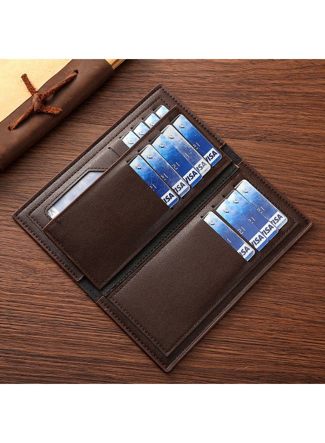 جيانغ بي أو محفظة رجالية طويلة - محفظة جلدية PU منقوشة منسوجة على الطراز الكوري مع خاصية حجب RFID، محفظة رفيعة قابلة للطي مضادة للسرقة، حقيبة كلاتش أنيقة غير رسمية للرجال - Image 2