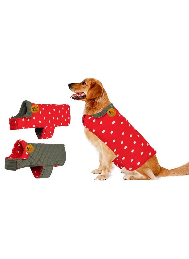 Sage Square Dog Fleece Jacket Reversible Dog Vest Waterproof, Windproof Cold Weather Dog Clothes Pet Apparel For Dogs (Red And Grey) (Small-Medium) (16 Inches)  - Image 1